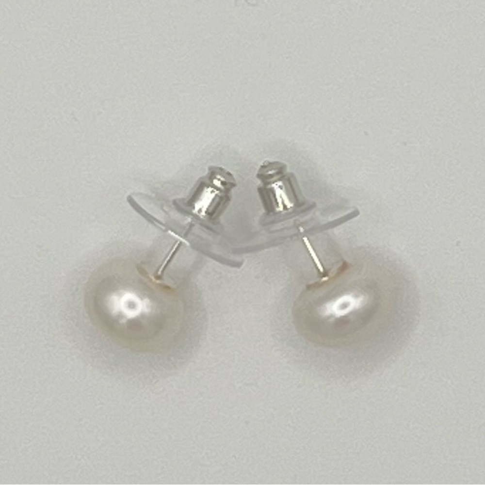 Freshwater Pearl Stud Earrings in Sterling Silver - Picture 2 of 2